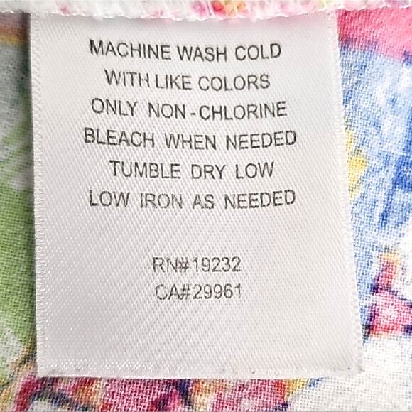 Alfred Dunner Vibrant Tropical Print Cropped and Tied Button Down Women's Top 16 - Picture 10 of 12